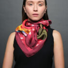 Women's Fashion Floral Red Scarves- Explore New Arrivals for her, Blossoms colorful silk foulards- titahellas Buy it!