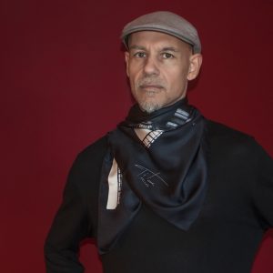 Silk scarf90cm B&W for men