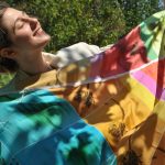 colorful silk scarf by tita bonatsou